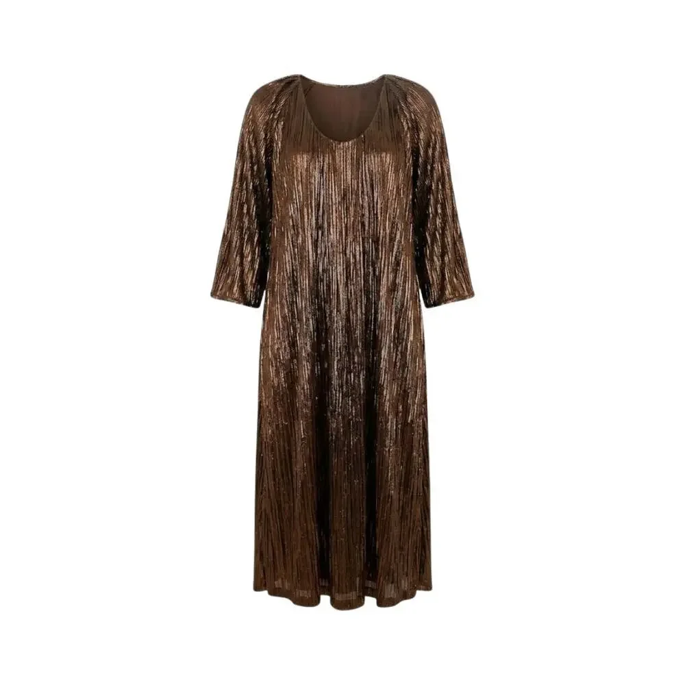 HYACINTH HOUSE Bronze Metallic Plisse Dorinda Midi Dress Size XS NWT